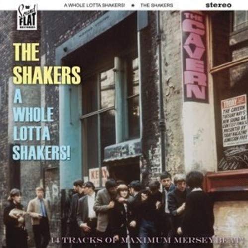 Album cover for "The Shakers" featuring a band in front of a building.