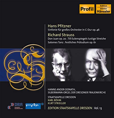 CD cover featuring composers Pfitzner and Strauss, and portraits in black and white.