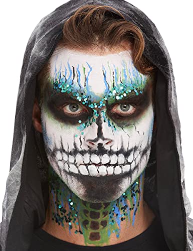 Smiffys Smiffys Make-Up FX, Deluxe GID Skeleton Kit, Aqua