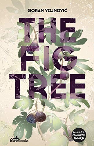 Book cover featuring a fig tree illustration with large purple text overlay.