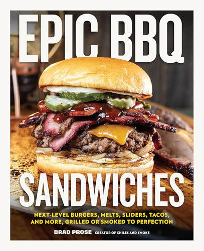 Cookbook cover featuring a stacked BBQ sandwich with brisket and cheese.