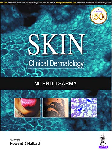 Book cover: "Skin: Clinical Dermatology" with medical images and blue background.