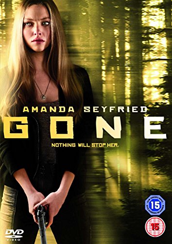 Amanda Seyfried holds a handgun on the cover of the DVD Gone, set in woods.