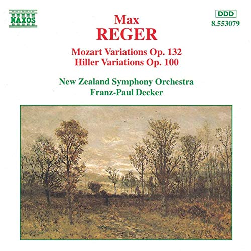 CD cover for Max Reger’s Mozart & Hiller Variations with landscape art.