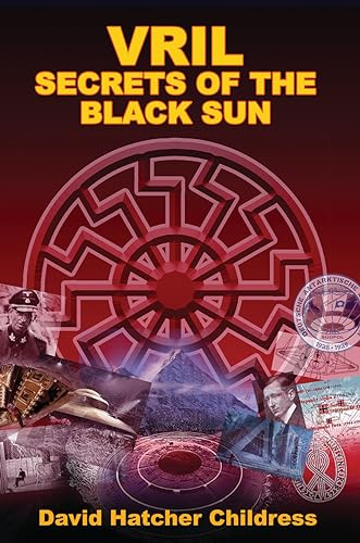 Book cover with a swastika-like symbol, historical figures, and a UFO.