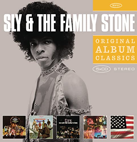 Sly Stone portrait with text Original Album Classics and five small album cover images.