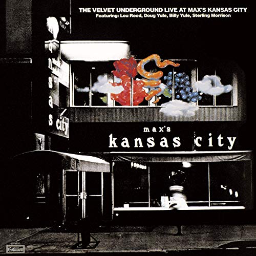 Velvet Underground album cover: black and white building with colorful abstract art.