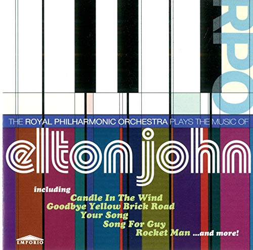 CD cover for Elton John album featuring piano keys and colorful stripes.