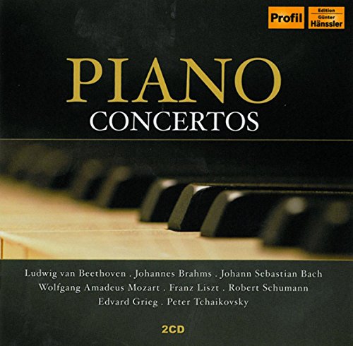 CD cover for “Piano Concertos” featuring a piano keyboard image.