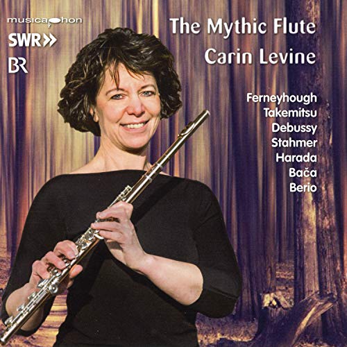 Carin Levine with a flute, album cover for "The Mythic Flute.