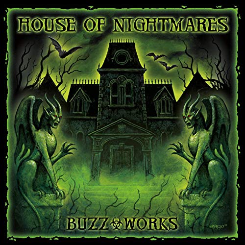 CD cover for “House of Nightmares” depicts a haunted house with gargoyles.
