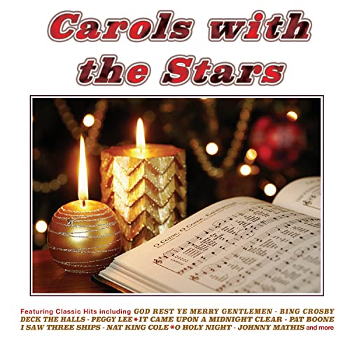 CD cover for “Carols With The Stars” featuring candles and sheet music.