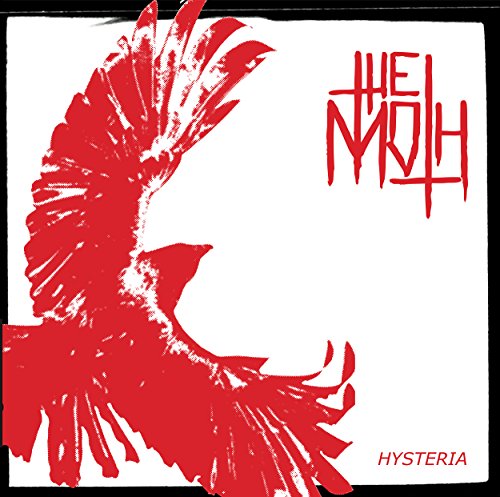 Red moth silhouette against a white background with band name and title.