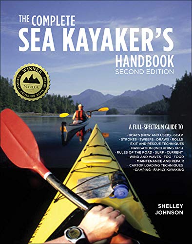 Book cover: "The Complete Sea Kayaker's Handbook," second edition, with kayaker image.