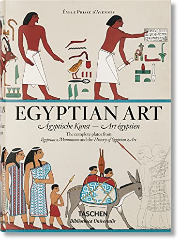 Book cover featuring stylized Egyptian figures and hieroglyphs with the title Egyptian Art.