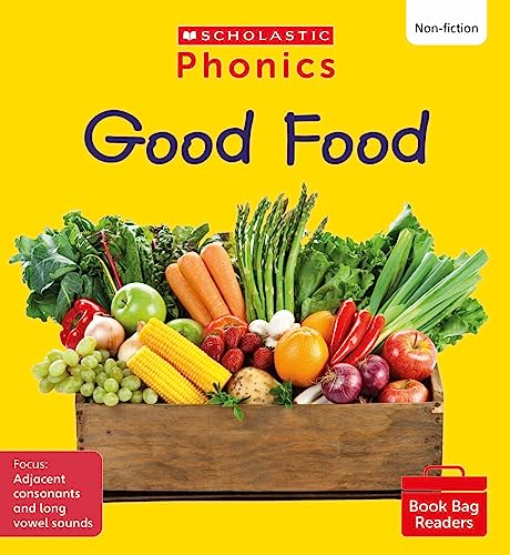 Good Food" book cover with colorful illustration of fresh produce.