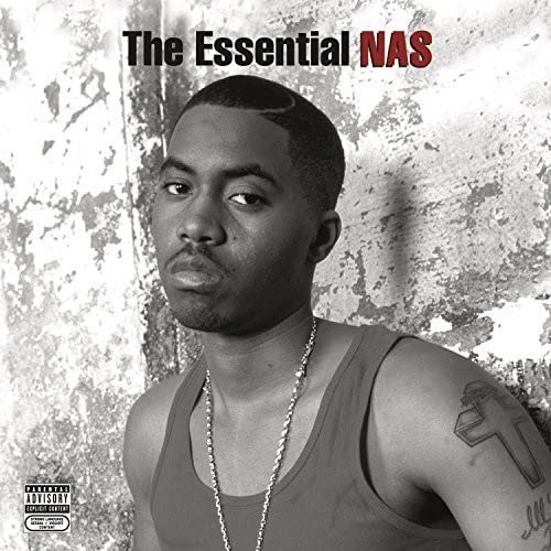 Black and white album cover featuring a portrait of rapper Nas.