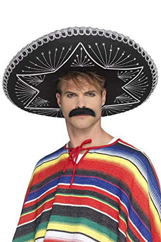 Smiffys 26638 Deluxe Authentic Sombrero, Black, One Size