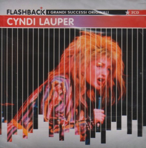 Cyndi Lauper album cover, featuring a portrait behind vertical lines.