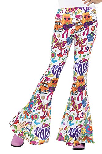 Smiffys Groovy Flared Trousers, Ladies, Multicolor, S - UK Size 08-10