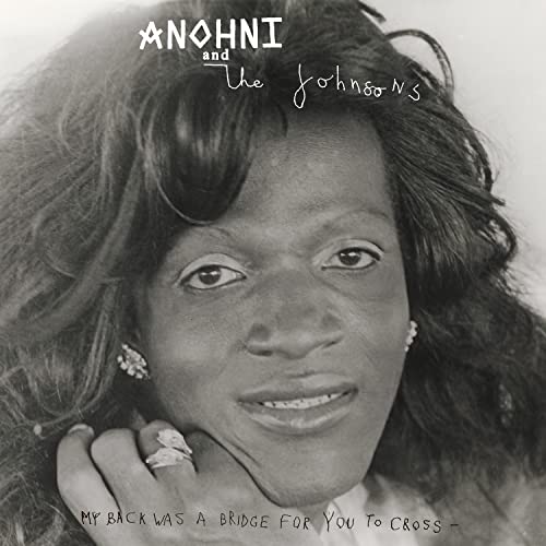 Black and white portrait of Anohni, album cover for “My Back Was A Bridge.”
