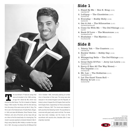 Back cover of Stand By Me soundtrack featuring Ben E. King and track list.