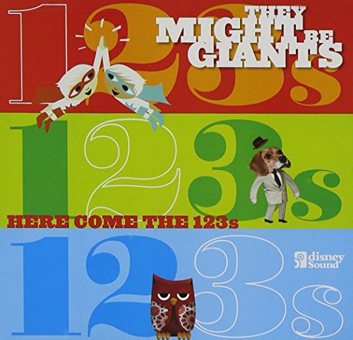 Album cover for They Might Be Giants’ “Here Come The 123s” with colorful numbers and characters.