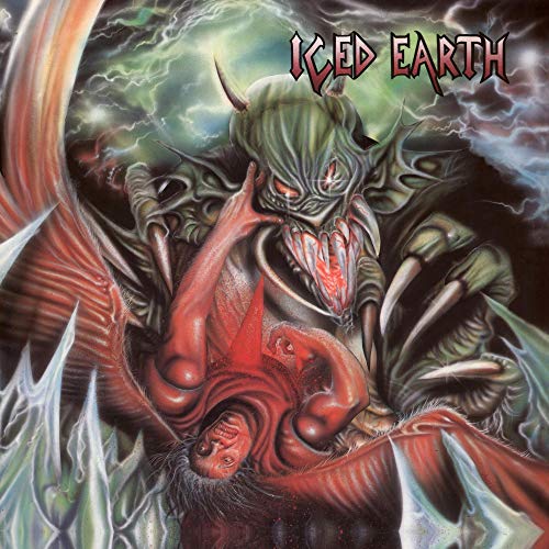 Album cover for Iced Earth featuring a demonic figure and fiery wings.