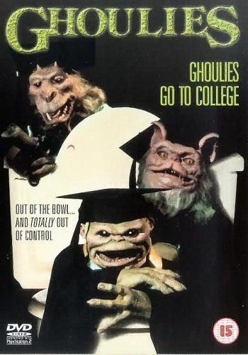 DVD cover for "Ghoulies II" featuring grotesque, monster-like creatures in graduation caps.
