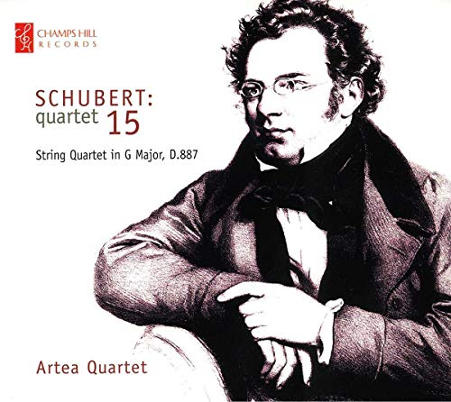 CD cover featuring a portrait of composer Franz Schubert and text details.
