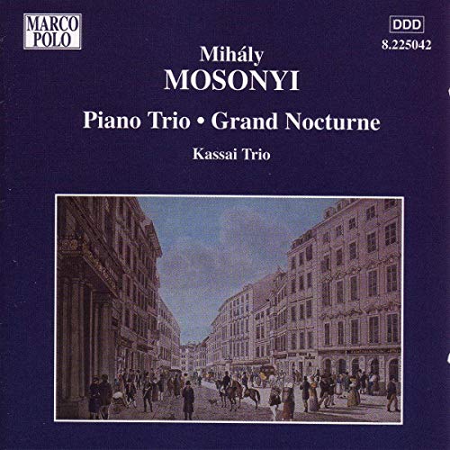 CD cover for Mosonyi piano trio with a vintage street scene.