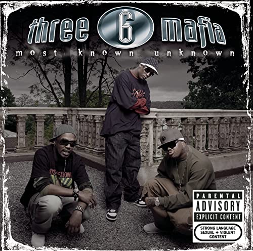 Three men posing on a balcony with the Three 6 Mafia album title above.
