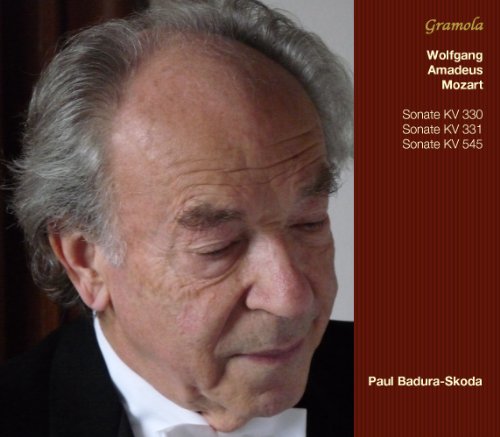 Portrait of pianist Paul Badura-Skoda on a red and black album cover.
