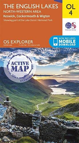 The English Lakes: North-Western Area Map | Weatherproof | Keswick, Cockermouth & Wigton | Ordnance Survey | OS Explorer Active Map OL4 | England | Walks | Hiking | Maps | Adventure