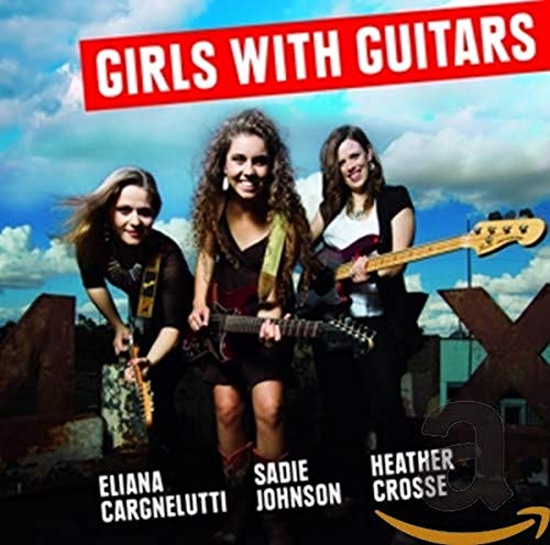 CD cover featuring three women with guitars against a sky and urban backdrop.