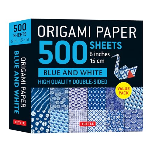 Origami Paper 500 sheets Blue & White 6" (15 cm) : Tuttle Origami Paper: Double-Sided Origami Sheets Printed with 12 Different Patterns (Instructions for 5 Projects Included)
