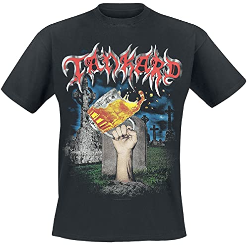 Tankard Die with A Beer Men T-Shirt Black S, 100% Cotton, Regular