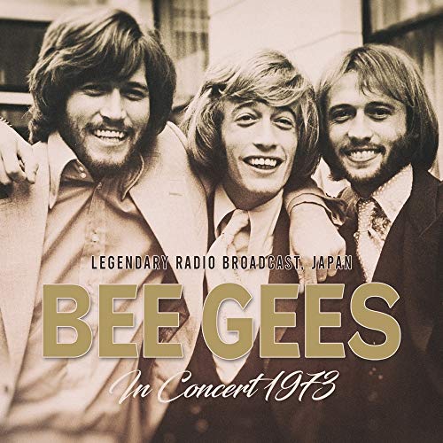 Bee Gees album cover featuring three smiling men in 1970s style.