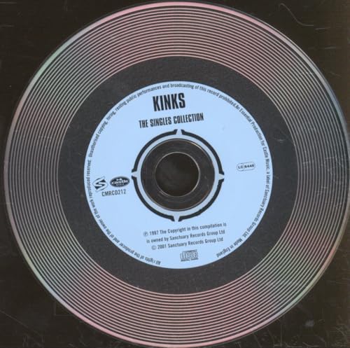 Close-up of a CD with “The Kinks - The Singles Collection” label.