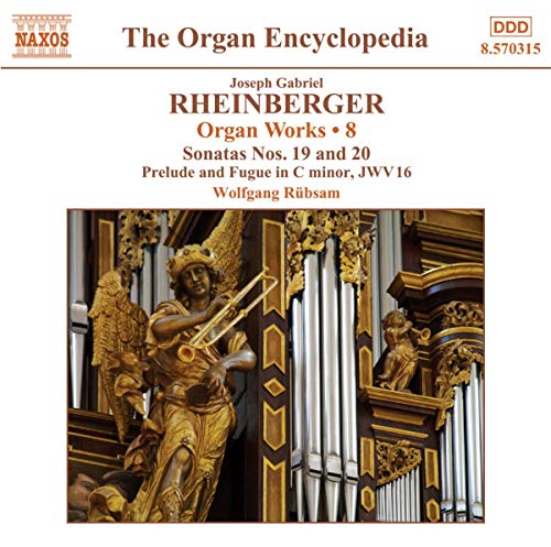 Classical music CD with organ music by Rheinberger, likely featuring album and track information.