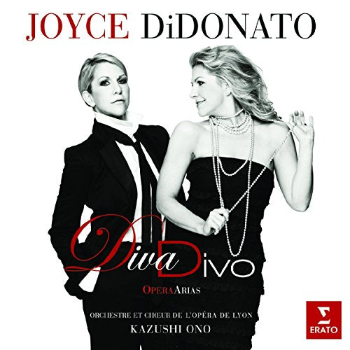 Joyce DiDonato album cover, split portrait with red text "Diva Divo".