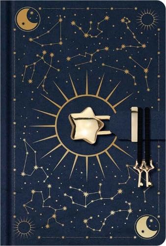 Book with diary layout, featuring astronomy illustrations and blank or lined interior pages.