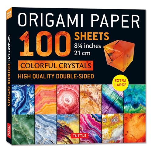 Origami Paper 100 sheets Colorful Crystals 8 1/4" : Extra Large Double-Sided Origami Sheets Printed with 12 Different Patterns (Instructions for 5 Projects Included)