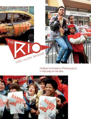 Book cover featuring 1980s street photography of Hackney residents protesting.