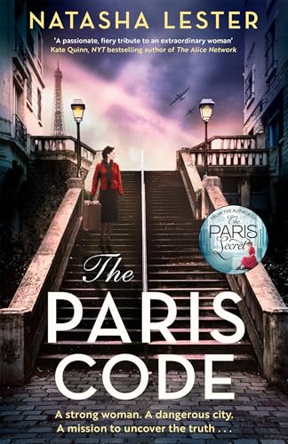 Book cover: woman on stairs with Eiffel Tower and wartime planes.