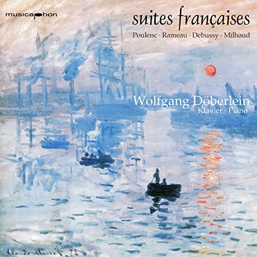 CD cover: Impressionistic painting of boats with text “Suites Françaises”.