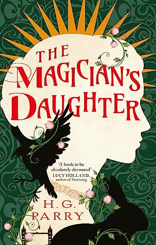 Book cover featuring a woman's silhouette, a black bird, a rabbit, and rose vines.
