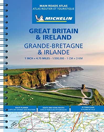 Great Britain & Ireland Main Roads Atlas (A4-Spiral, English-French) 2025