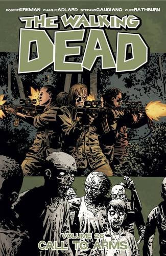 Comic book cover showing armed soldiers firing rifles at a crowd of approaching zombies.