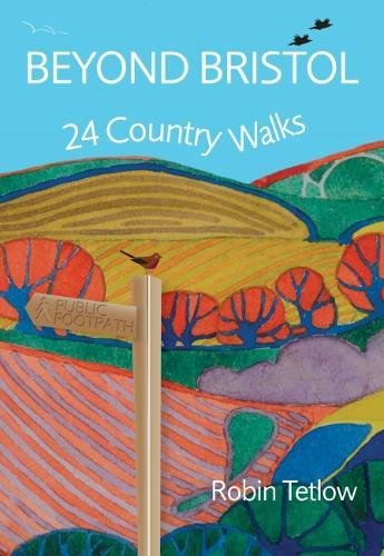 Book cover showing a public footpath sign against a colorful, stylized countryside landscape illustration.